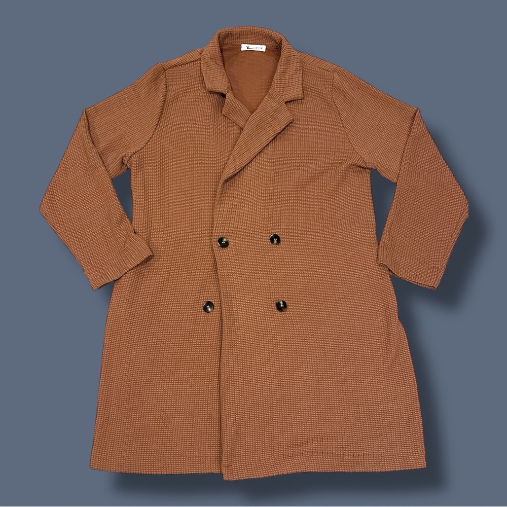✨HP✨EUC (Worn Once) Vernacular Waffle Knit Trench Style Cardigan. Size Small - Picture 2 of 14